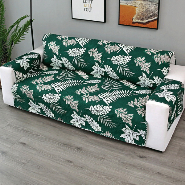 Gewatteerde Huisdier Sofa Beschermerhoes Modern Waterbestendige Bankhoes-Sofa cover-DeWoonVallei-Eenzitter (55 x 196 cm)-Donkergroene Bladeren-DeWoonVallei