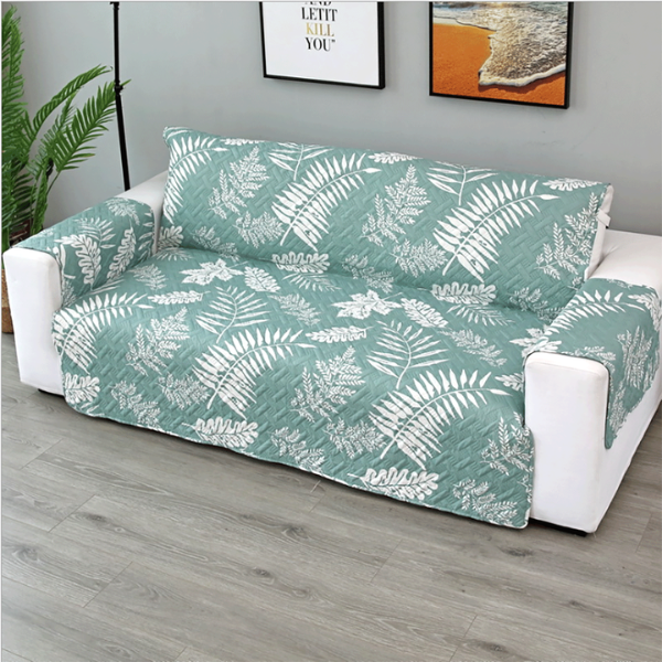 Gewatteerde Huisdier Sofa Beschermerhoes Modern Waterbestendige Bankhoes-Sofa cover-DeWoonVallei-Eenzitter (55 x 196 cm)-Lichtgroene Bladeren-DeWoonVallei