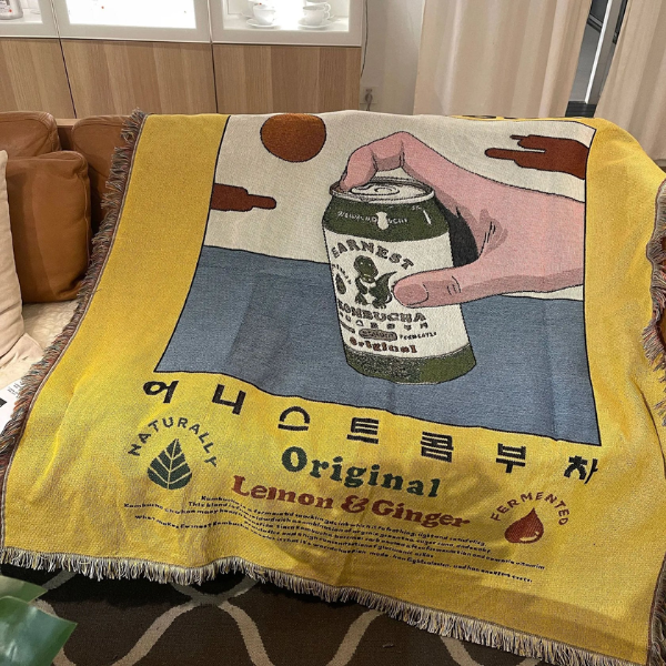 Gezellig Cartoon Kombucha Tapijt voor Sfeervol en Warm Thuis-Throw Blankets-DeWoonVallei-DeWoonVallei