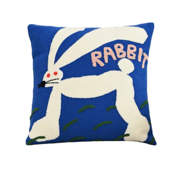 Gezellige Nordic Dieren Kussensloop Geborduurd Zacht Woonaccessoire-Cushion Cover-DeWoonVallei-Konijn-DeWoonVallei