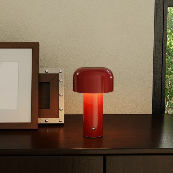 Gezellige Paddestoel Tafellamp Zacht Licht voor Ontspannende Sfeer-Table Lamp-DeWoonVallei-Wijnrood-DeWoonVallei