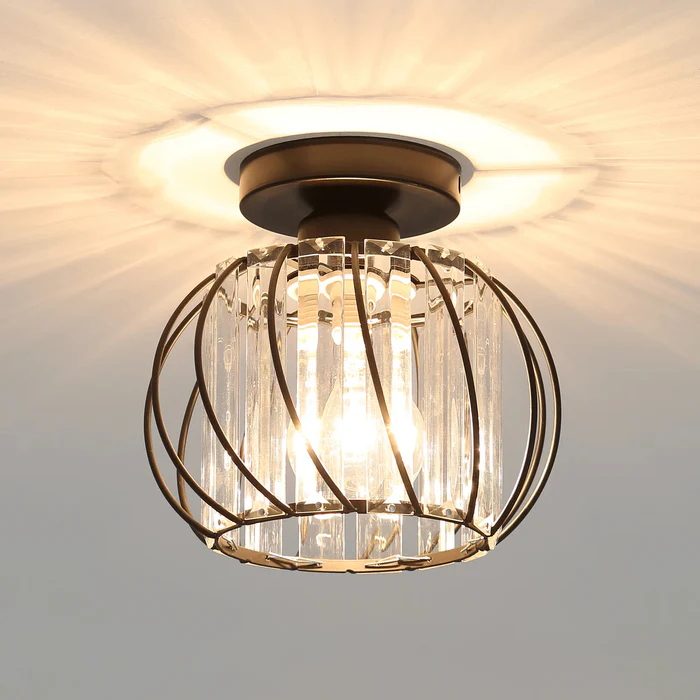 Glazen Hanglamp – Moderne Plafondlamp met IJzeren Frame en Glazen Kap-Ceiling Light-DeWoonVallei-DeWoonVallei