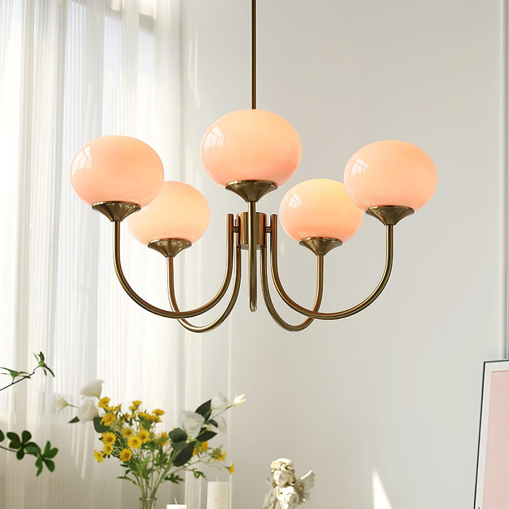 Glazen Plafondlamp met Gouden Afwerking – Modern Marshmallow Design voor Luxe en Speelse Verlichting-Ceiling Lamp-DeWoonVallei-DeWoonVallei