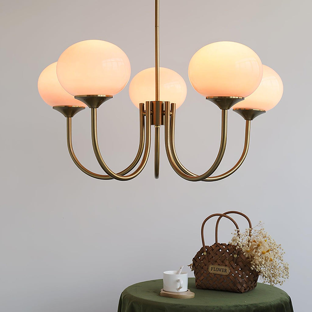 Glazen Plafondlamp met Gouden Afwerking – Modern Marshmallow Design voor Luxe en Speelse Verlichting-Ceiling Lamp-DeWoonVallei-DeWoonVallei