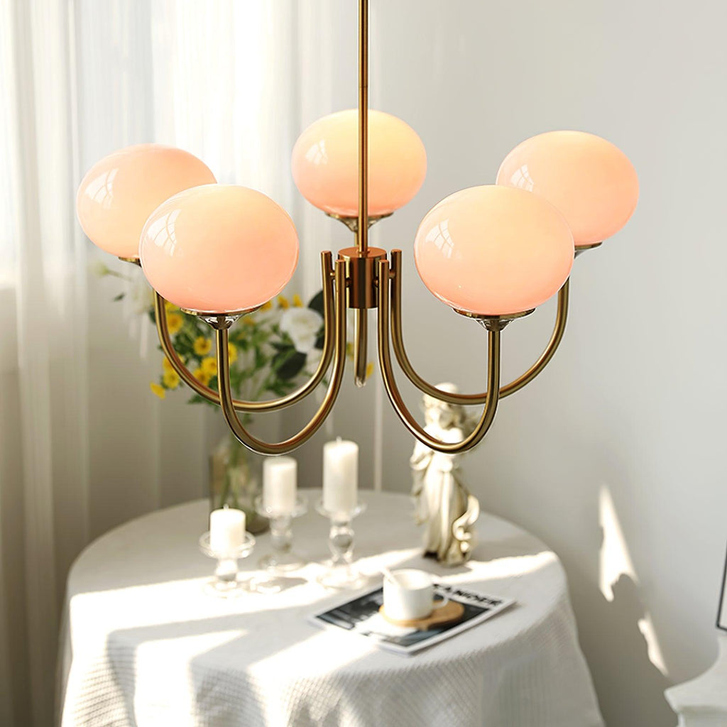 Glazen Plafondlamp met Gouden Afwerking – Modern Marshmallow Design voor Luxe en Speelse Verlichting-Ceiling Lamp-DeWoonVallei-DeWoonVallei