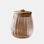 Glazen Theeblik Rond met Houten Deksel voor Verse Thee-Food Storage Containers-DeWoonVallei-Rond-DeWoonVallei