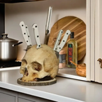 Gothic Skull Messhouder Donker Handgemaakt Decoratief & Functioneel Messopslag-Dinnerware-DeWoonVallei-DeWoonVallei
