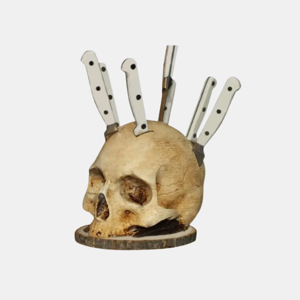 Gothic Skull Messhouder Donker Handgemaakt Decoratief & Functioneel Messopslag-Dinnerware-DeWoonVallei-DeWoonVallei