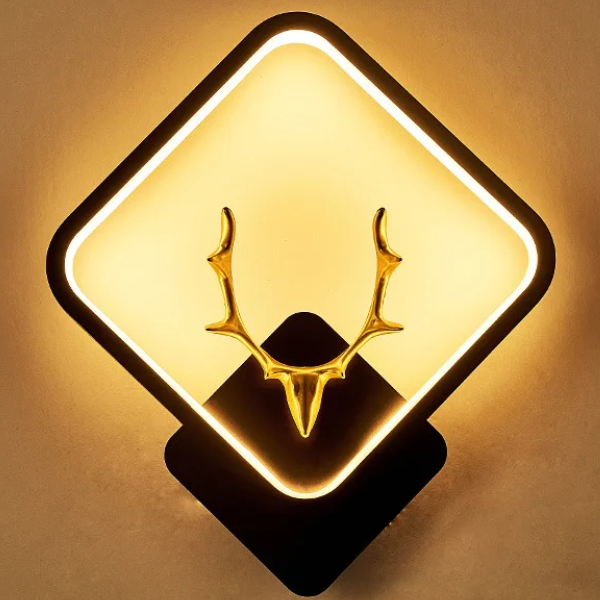 Gouden Zwarte Hert LED Wandlamp met Warm Wit Licht voor Slaapkamer en Hal-Wall Light-DeWoonVallei-DeWoonVallei