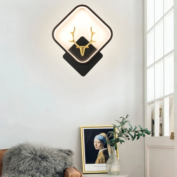 Gouden Zwarte Hert LED Wandlamp met Warm Wit Licht voor Slaapkamer en Hal-Wall Light-DeWoonVallei-DeWoonVallei