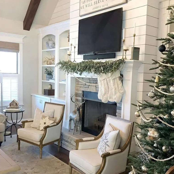 Grote Kabelgebreide Kerstsok met Feestelijke Charme voor Vakantiedecoratie-Christmas Decorations-DeWoonVallei-DeWoonVallei