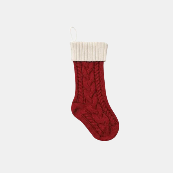 Grote Kabelgebreide Kerstsok met Feestelijke Charme voor Vakantiedecoratie-Christmas Decorations-DeWoonVallei-DeWoonVallei
