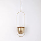 Halo Hangende Metalen Plantenhouder – Modern Gouden Design voor Binnen & Buiten-Hanging Planters-DeWoonVallei-Goud-Langwerpig-DeWoonVallei