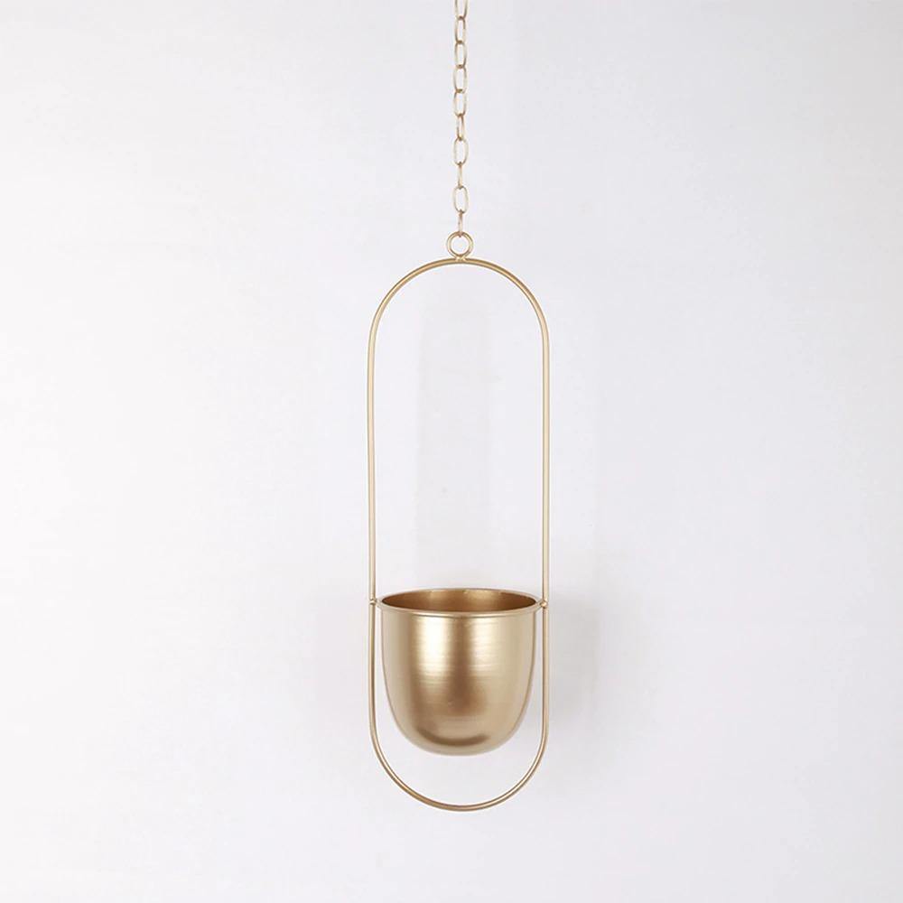 Halo Hangende Metalen Plantenhouder – Modern Gouden Design voor Binnen & Buiten-Hanging Planters-DeWoonVallei-Goud-Langwerpig-DeWoonVallei