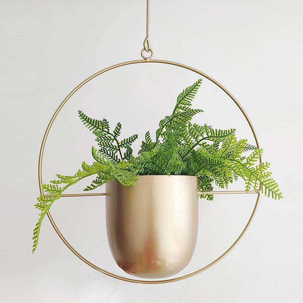 Halo Hangende Metalen Plantenhouder – Modern Gouden Design voor Binnen & Buiten-Hanging Planters-DeWoonVallei-Goud-Rond-DeWoonVallei