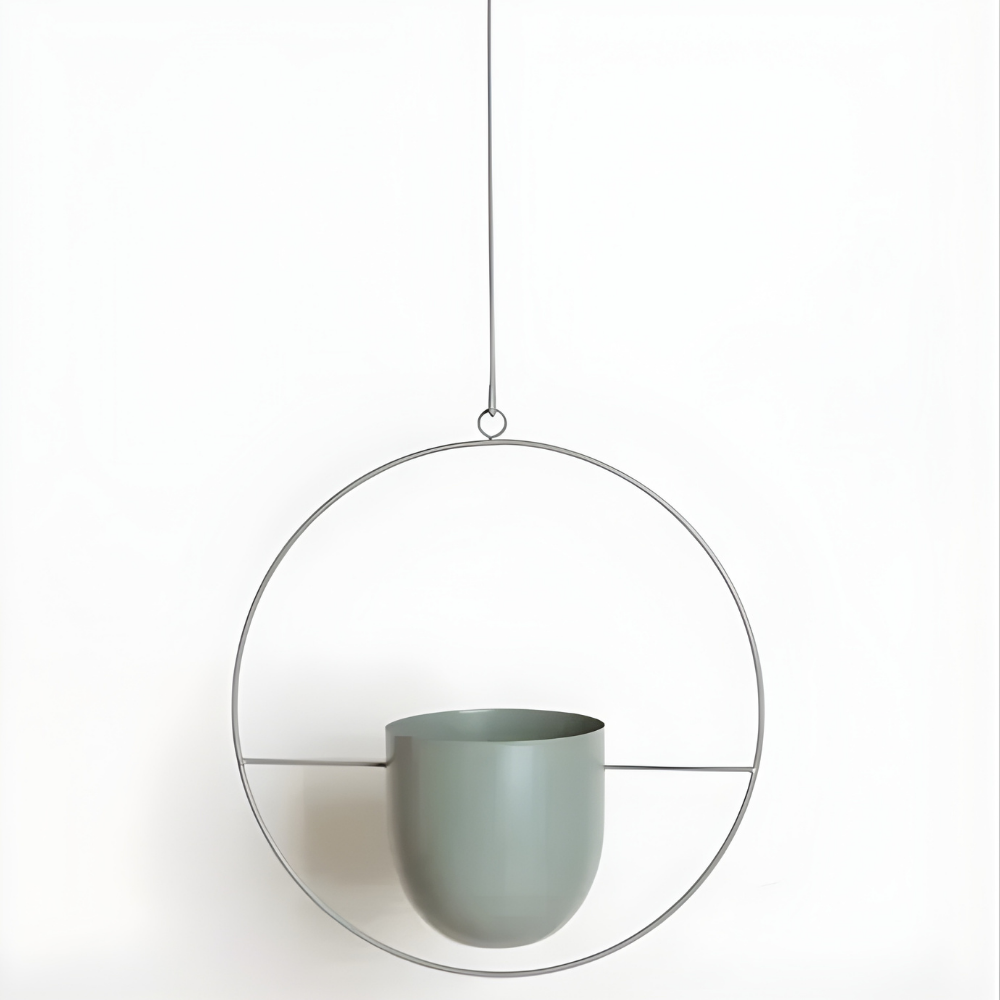 Halo Hangende Metalen Plantenhouder – Modern Gouden Design voor Binnen & Buiten-Hanging Planters-DeWoonVallei-Lichtgrijs-Rond-DeWoonVallei
