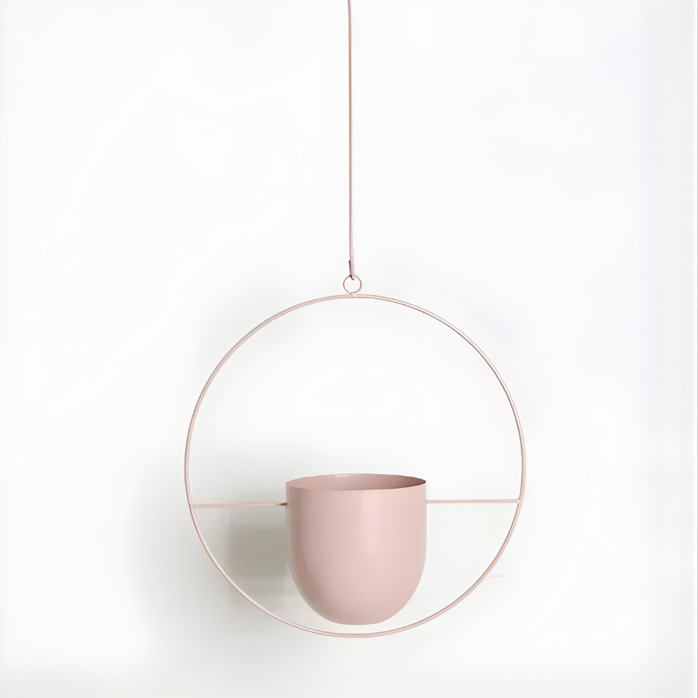 Halo Hangende Metalen Plantenhouder – Modern Gouden Design voor Binnen & Buiten-Hanging Planters-DeWoonVallei-Lichtroze-Rond-DeWoonVallei