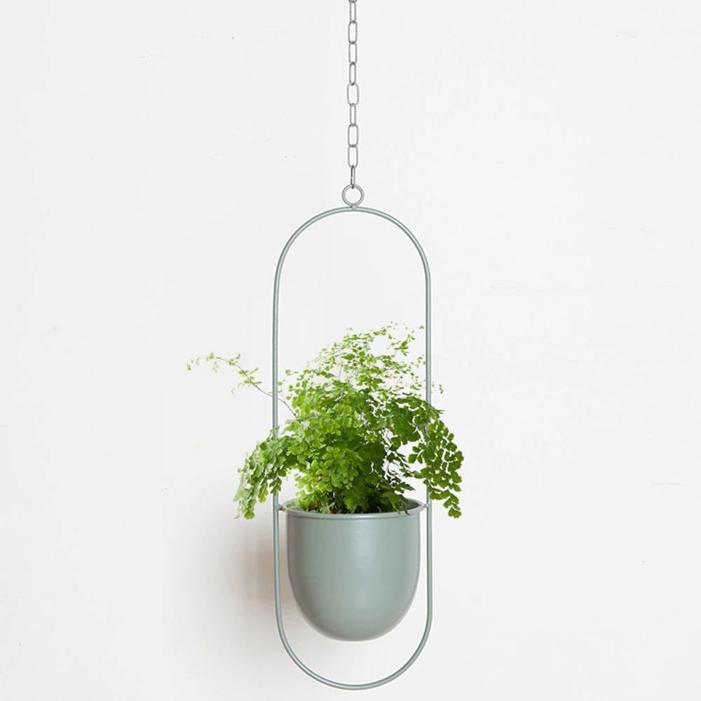 Halo Hangende Metalen Plantenhouder – Modern Gouden Design voor Binnen & Buiten-Hanging Planters-DeWoonVallei-Wit-Langwerpig-DeWoonVallei