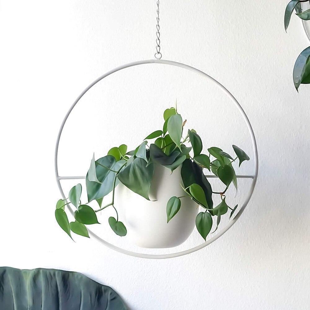 Halo Hangende Metalen Plantenhouder – Modern Gouden Design voor Binnen & Buiten-Hanging Planters-DeWoonVallei-Wit-Rond-DeWoonVallei