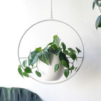 Halo Hangende Metalen Plantenhouder – Modern Gouden Design voor Binnen & Buiten-Hanging Planters-DeWoonVallei-Wit-Rond-DeWoonVallei