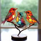 Handgemaakt Glas Vogelbeeld – Artistieke Decoratie met Tijdloze Elegantie-DeWoonVallei-3 vogels A-DeWoonVallei