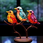 Handgemaakt Glas Vogelbeeld – Artistieke Decoratie met Tijdloze Elegantie-DeWoonVallei-3 vogels B-DeWoonVallei
