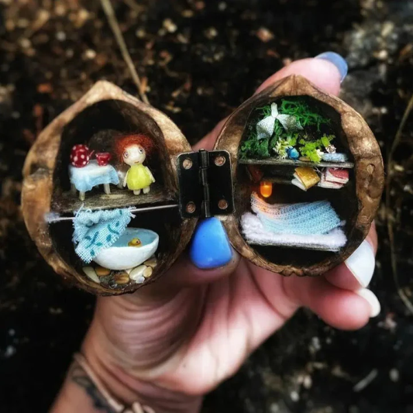 Handgemaakt Mini Notendop Poppenhuis Met Betoverende Miniatuurkamers Voor Decoratie-Decor-DeWoonVallei-Poppenboekwinkel-DeWoonVallei