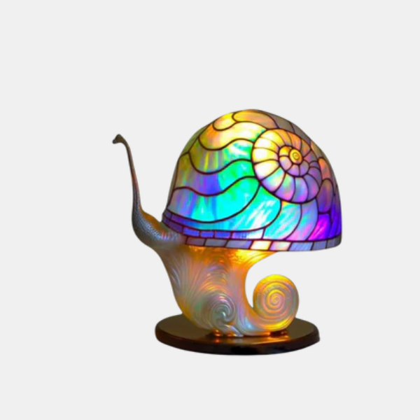 Handgemaakte Hars Paddenstoel Lamp Big Foot Stijl met Levendige Bloemengloed-Table Lamp-DeWoonVallei-Kleurrijke Slak-DeWoonVallei