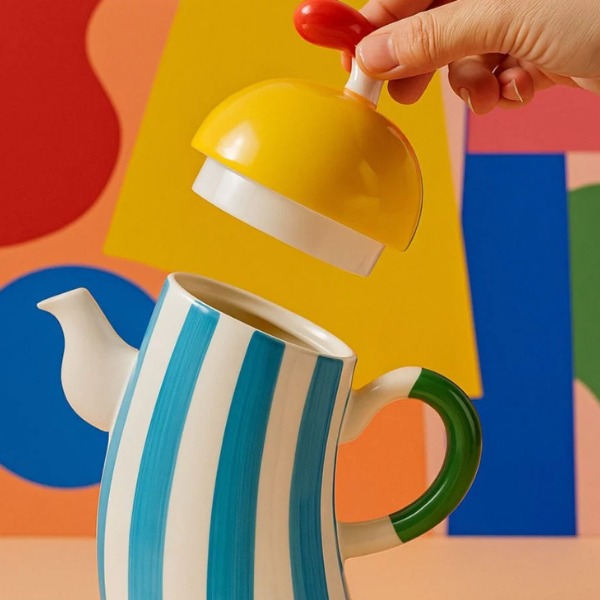 Handgemaakte Keramische Theepot met Taillehandgreep voor Elegante Theesessies-Teapot-DeWoonVallei-DeWoonVallei