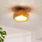Handgevlochten Rattan Bamboe Plafondlamp Organische Stijl voor Gezellige Warme Sfeer-Ceiling Lamp-DeWoonVallei-DeWoonVallei