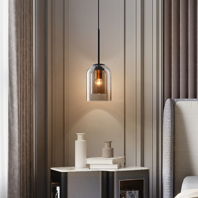 Hanglamp met Dubbel Glas – Modern Mid-Century Design voor Warme en Sfeervolle Verlichting-Ceiling Lamp-DeWoonVallei-DeWoonVallei