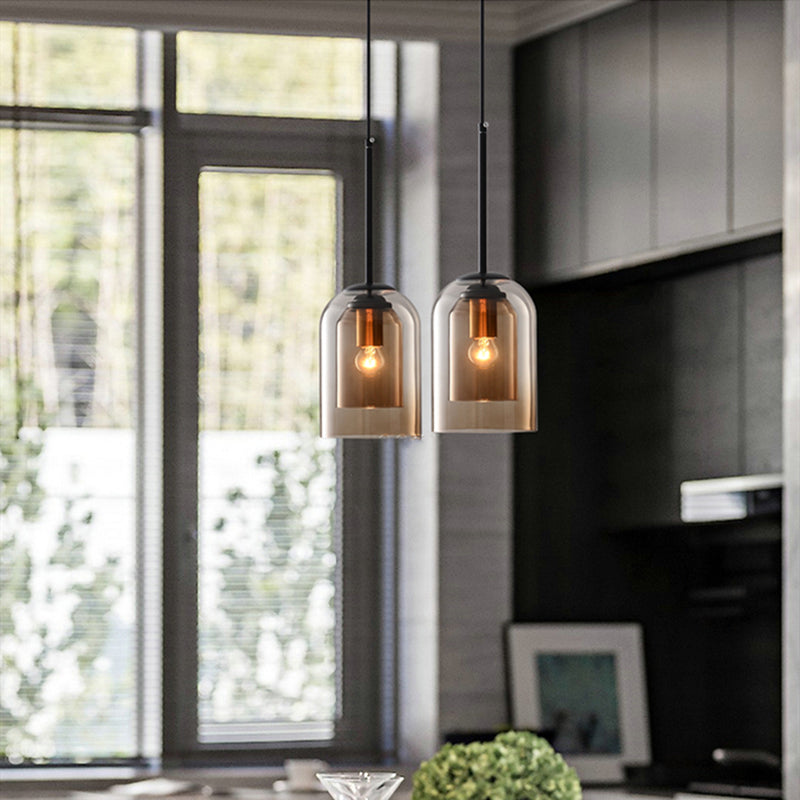 Hanglamp met Dubbel Glas – Modern Mid-Century Design voor Warme en Sfeervolle Verlichting-Ceiling Lamp-DeWoonVallei-DeWoonVallei
