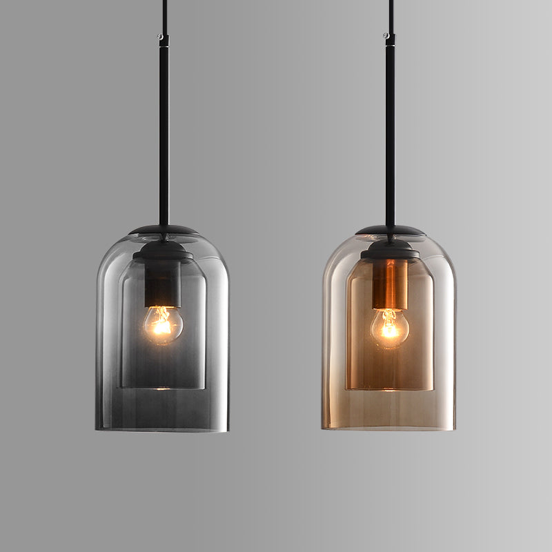Hanglamp met Dubbel Glas – Modern Mid-Century Design voor Warme en Sfeervolle Verlichting-Ceiling Lamp-DeWoonVallei-DeWoonVallei