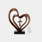 Hartbeeld met Kruis – Verstrengeld Tafeldecor voor Symbolische Verbondenheid-Sculptures-DeWoonVallei-DeWoonVallei
