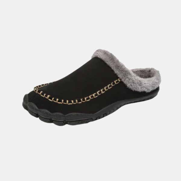 Heren Suède Instap Pantoffels Warme Comfort & Antislip Ontwerp-Gentlemens feet Luxe-DeWoonVallei-Zwart-39-DeWoonVallei