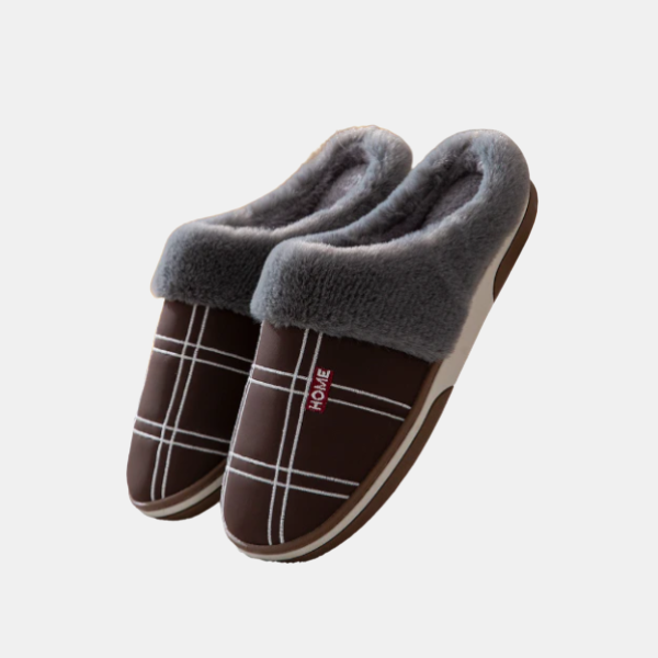 Heren Warm Comfort Instap Pantoffels Luxe Antislip Design-Pantoffels-DeWoonVallei-Bruin-38/39-DeWoonVallei