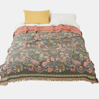 Herfstblad Boho Omkeerbaar Deken Zachte Katoenen Plaid met Kwastjes voor Gezelligheid en Comfort-Cotton Blankets-DeWoonVallei-DeWoonVallei