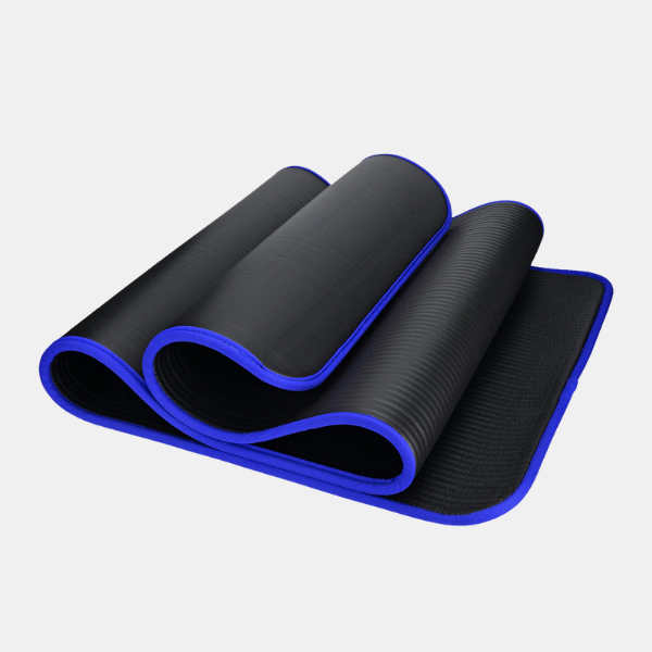 High Density Extra Thick Foldable Home Exercise Hot Yoga Mat-Thick Yoga Mat-DeWoonVallei-Zwart met Blauw-DeWoonVallei