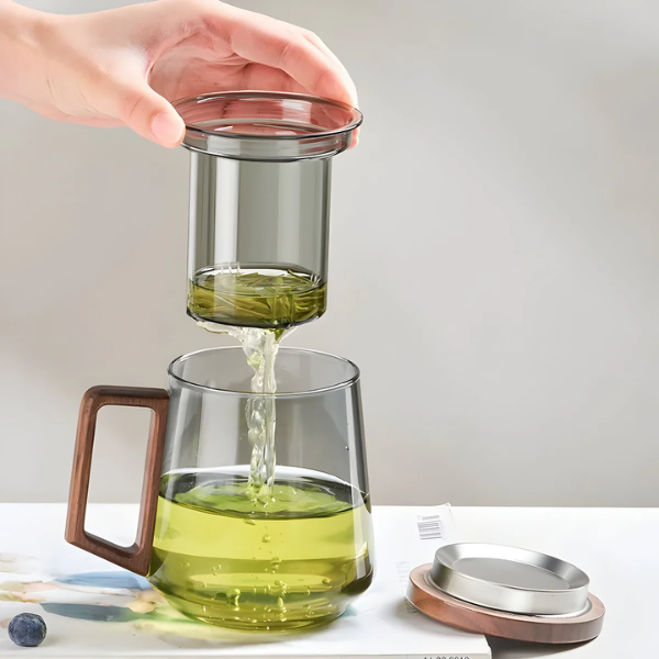 Hittebestendig Glazen Theekopje Japanse Stijl met Geïntegreerd Filter en Deksel-Teapot-DeWoonVallei-DeWoonVallei