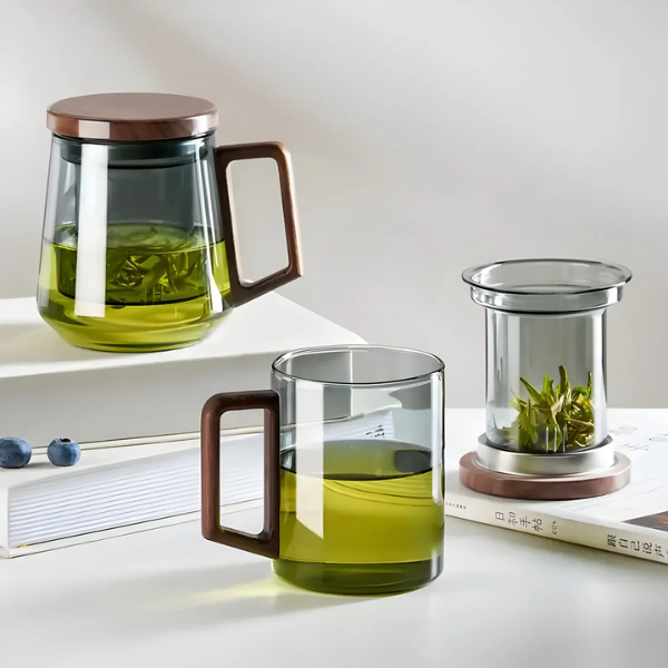 Hittebestendig Glazen Theekopje Japanse Stijl met Geïntegreerd Filter en Deksel-Teapot-DeWoonVallei-DeWoonVallei