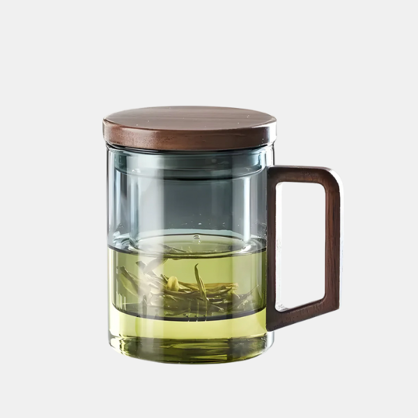 Hittebestendig Glazen Theekopje Japanse Stijl met Geïntegreerd Filter en Deksel-Teapot-DeWoonVallei-Groen 400 ml-DeWoonVallei