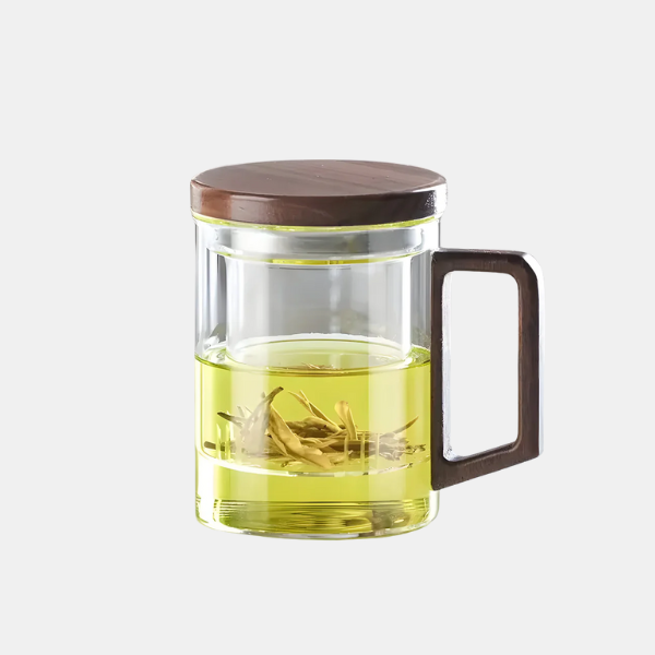 Hittebestendig Glazen Theekopje Japanse Stijl met Geïntegreerd Filter en Deksel-Teapot-DeWoonVallei-Wit 400 ml-DeWoonVallei