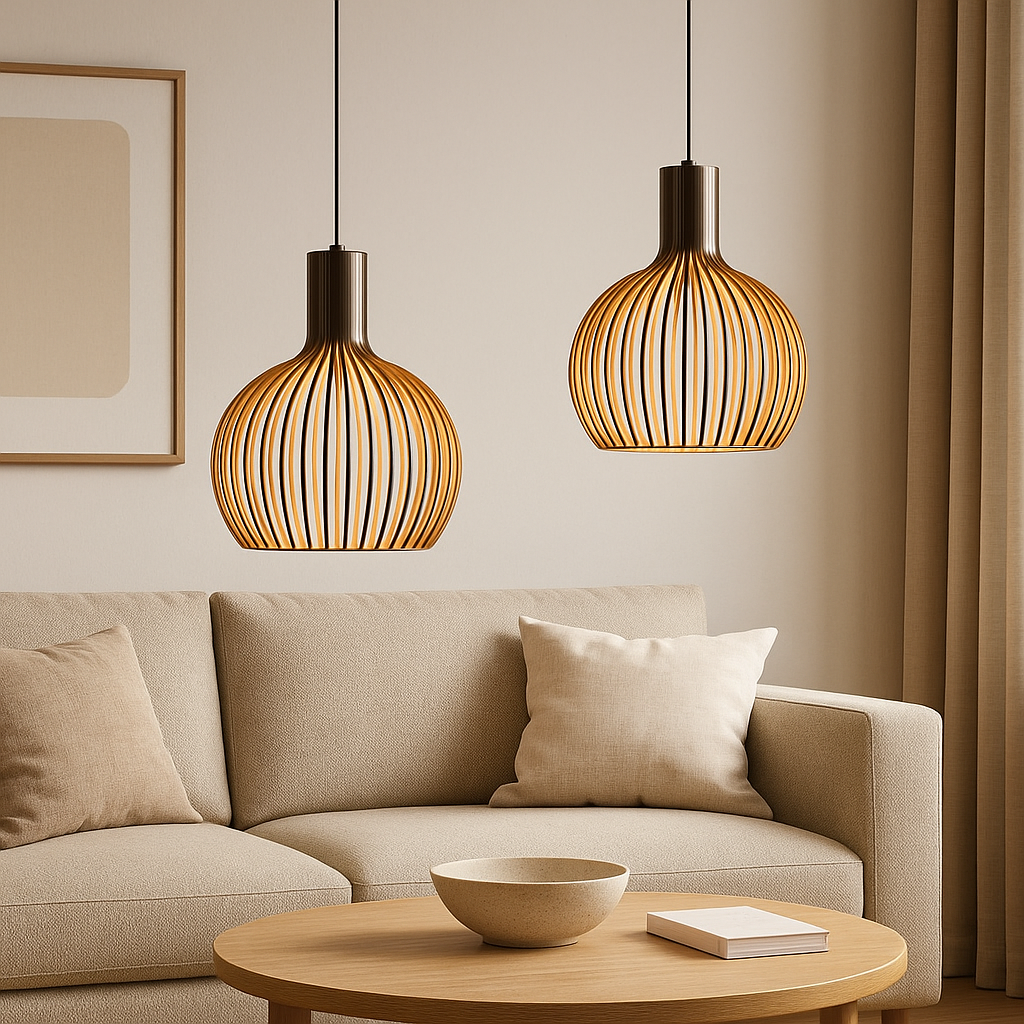Houten Hanglamp – Handgemaakt Design met Verstelbare Hoogte-Ceiling Lamp-DeWoonVallei-DeWoonVallei