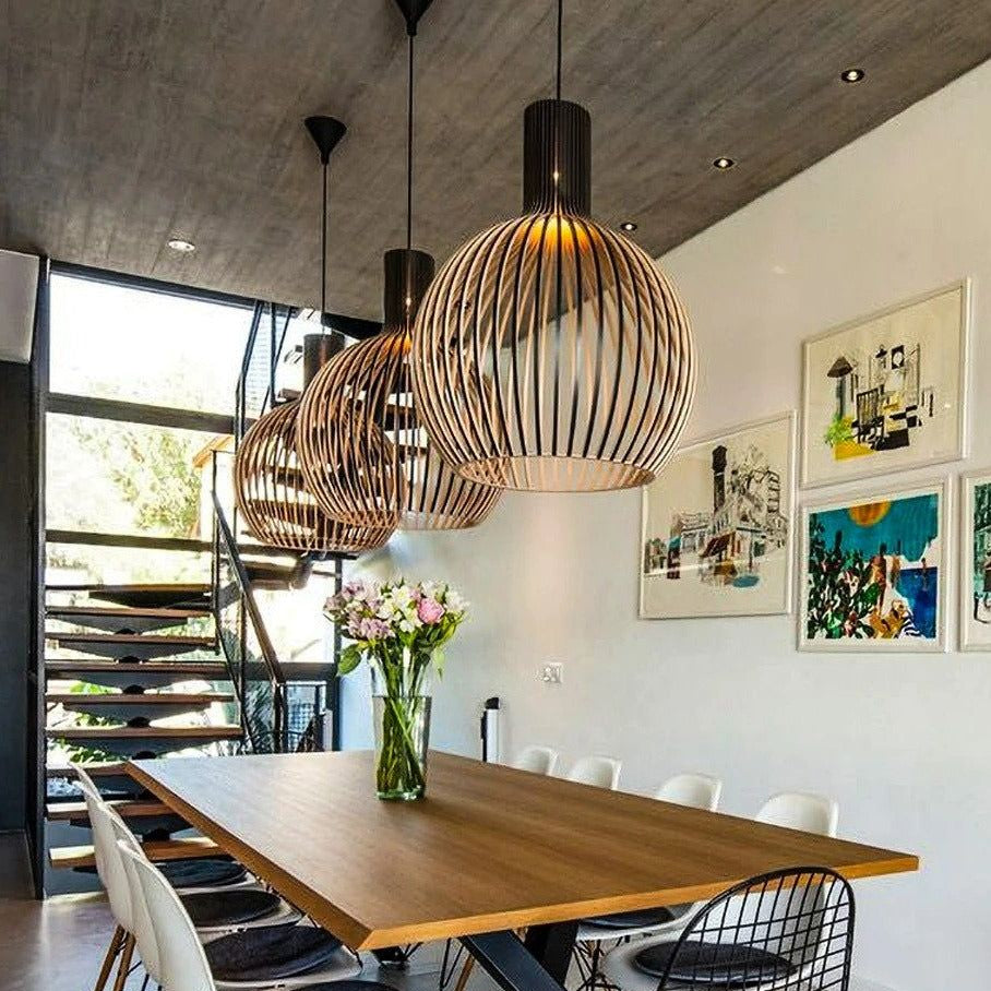 Houten Hanglamp – Handgemaakt Design met Verstelbare Hoogte-Ceiling Lamp-DeWoonVallei-DeWoonVallei