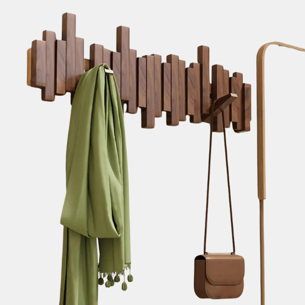 Houten Harmonie Muurkapstok Elegante Ruimtebesparende Organizer-Home & Decoration-DeWoonVallei-Walnoothout-3 Haken-DeWoonVallei