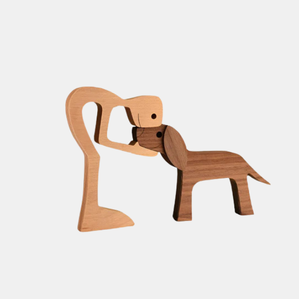 Houten Hondenbeeldje Handgesneden Rustieke Stijl Symbool van Loyaliteit-Decoratie-DeWoonVallei-DeWoonVallei