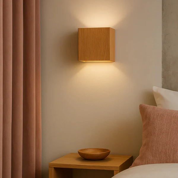 Houten Kubus Wandlamp Modern Minimalistisch Sfeerverlichting voor Gezellige Huizen-Wall Lamp-DeWoonVallei-DeWoonVallei