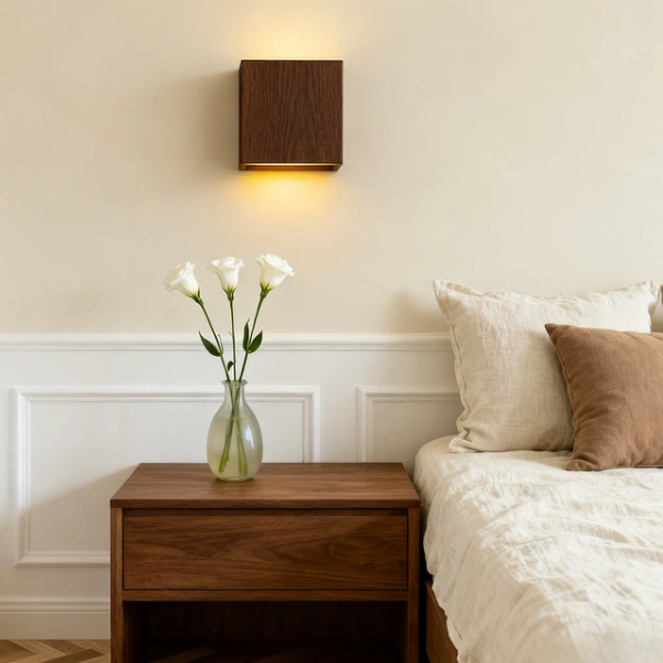 Houten Kubus Wandlamp Modern Minimalistisch Sfeerverlichting voor Gezellige Huizen-Wall Lamp-DeWoonVallei-DeWoonVallei