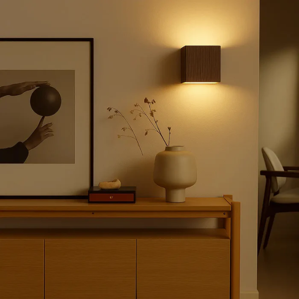 Houten Kubus Wandlamp Modern Minimalistisch Sfeerverlichting voor Gezellige Huizen-Wall Lamp-DeWoonVallei-DeWoonVallei