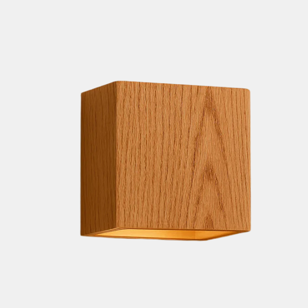 Houten Kubus Wandlamp Modern Minimalistisch Sfeerverlichting voor Gezellige Huizen-Wall Lamp-DeWoonVallei-Hout-Warm Licht-12 cm x 12 cm x H5 cm-DeWoonVallei